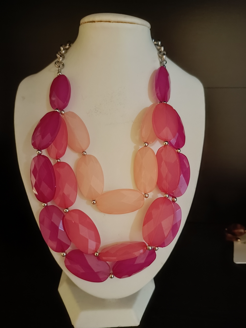 Rosemarie Collection Multi-Strand Polished Faceted Beads Fuchsia Pink Necklace